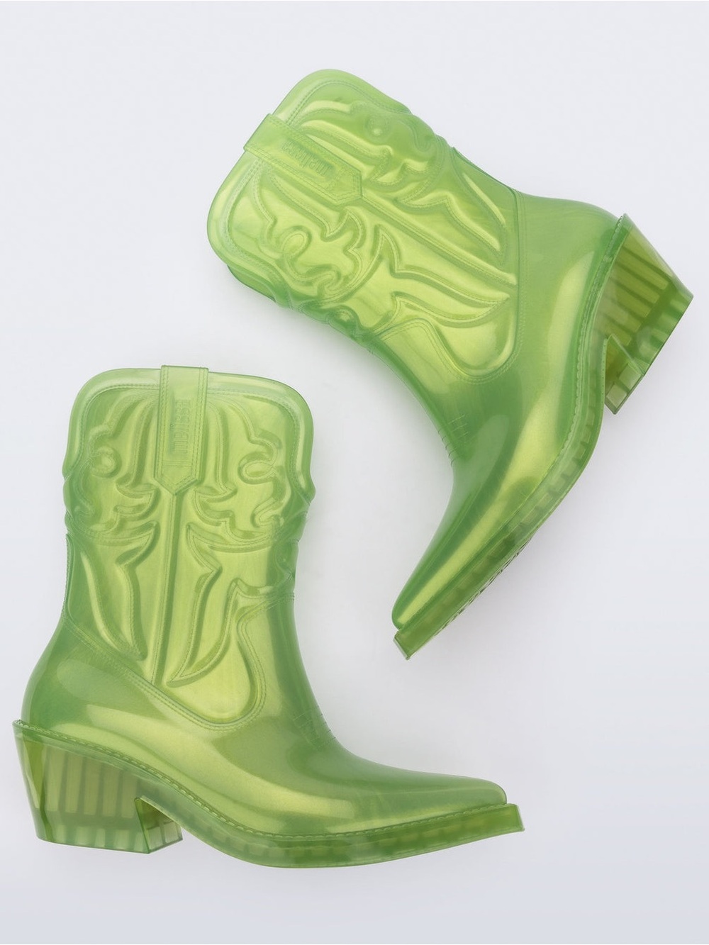 Women's Melissa Texas Boot - Lime Green Translucent Western Rain Boots